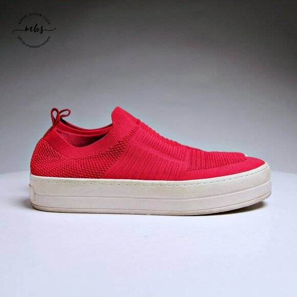 J/Slides Hilo Knit Platform Slip On in Red Women Size 8.5 - Picture 1 of 14